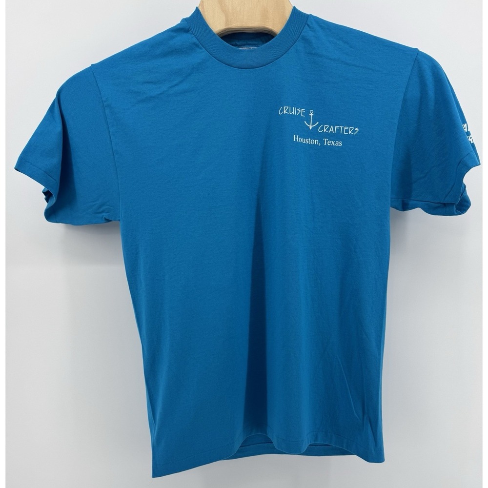 Vintage 90s Hanes Cruise Crafters Houston Texas T-Shirt Size L Single Stitch